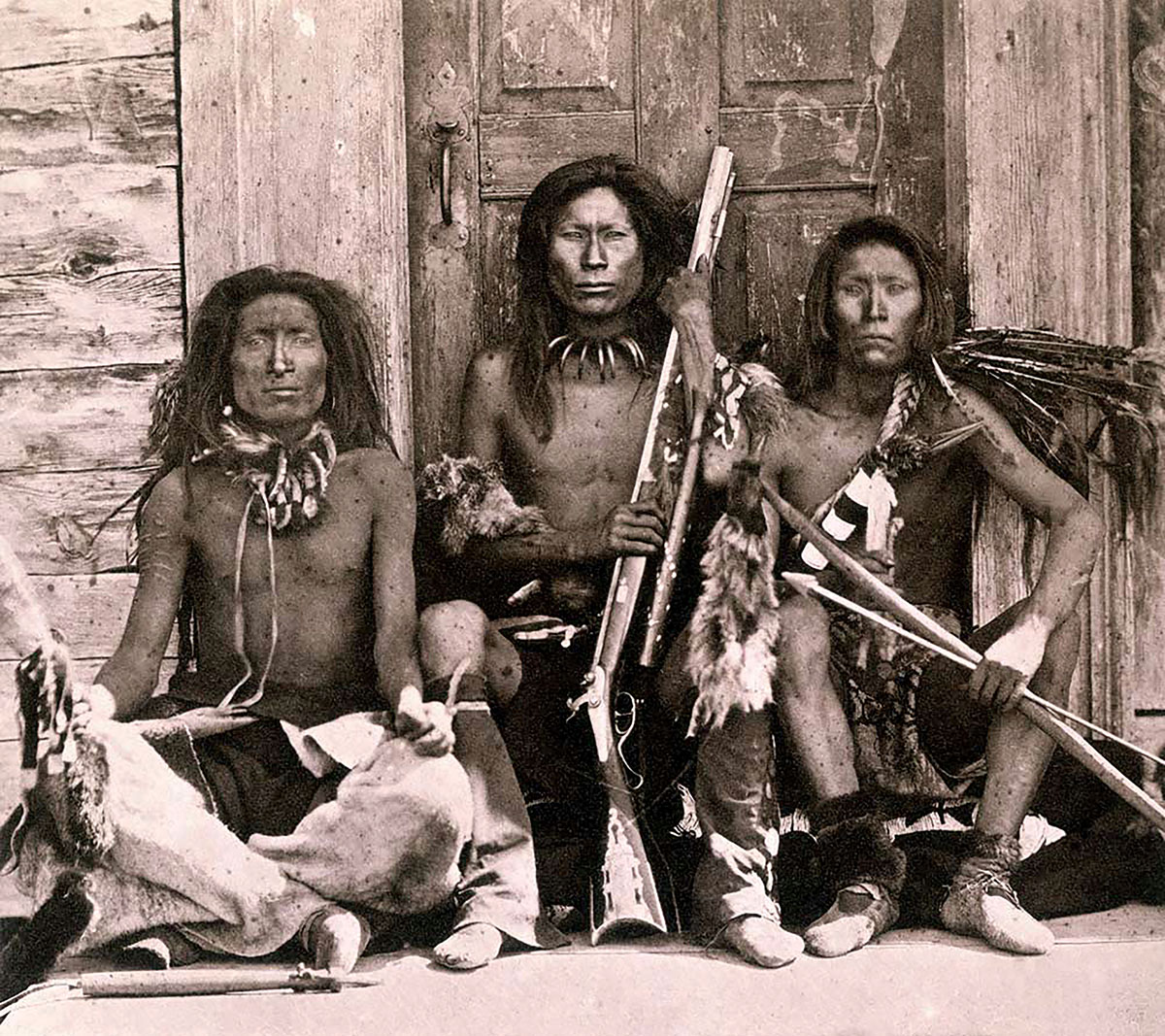 Spokane warriors photographed in 1861.